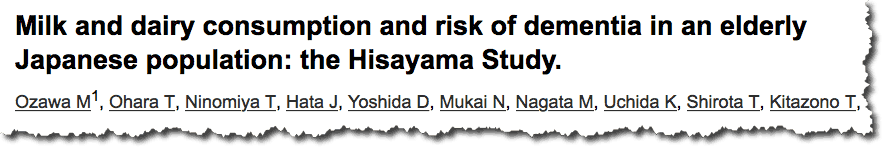 Milk and dairy consumption and risk of dementia in an elderly japanese population: the hisamaya study