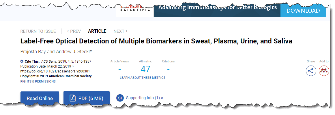 Label-Free Optical Detection of Multiple Biomakers in Sweat, Plasma, Urine, and Saliva