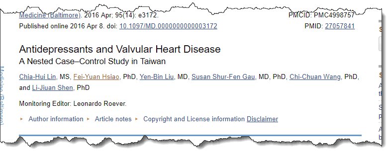 Antidepressants and Valvular Heart Disease 