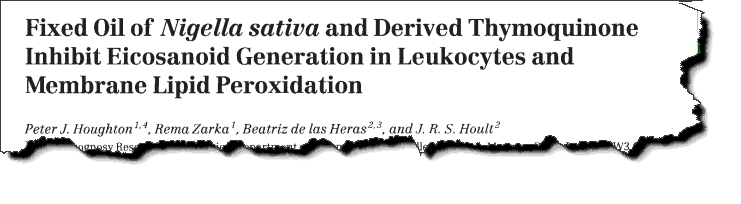 Fixed Oil for Nigella sativa and Derived Thymoquinone Inhibit Eicosanoid Generation in Leukocytes and Membrane Lipid Peroxidation