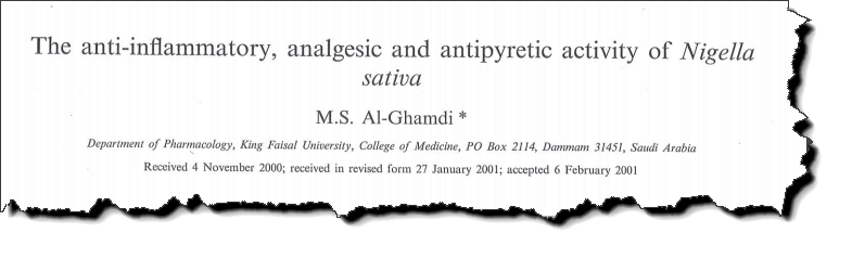 This anti-inflammatory, analgesic and antipyretic activity of Nigella sativa
