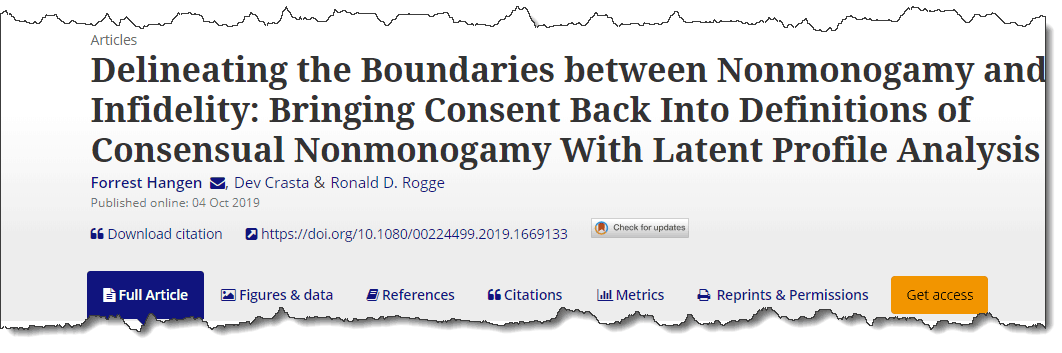 Delineating the Boundaries between Nonmonogamy and Infidelity: Bringing Consent Back Into Definitions of Consensual Nonmonogamy With Latent Profile Analysis 