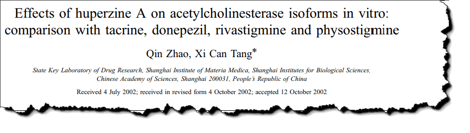 Effects of huperzine A on acetylcholinesterase