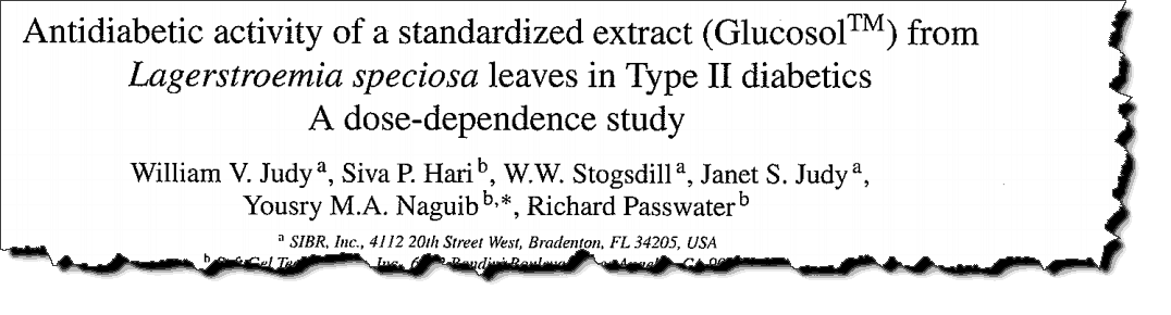 Antidiabetic activity of a standardized extract (GlucosolTM) from Lagerstroemia speciosa leaves in Type II diabetics. 