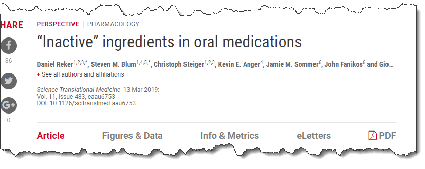 "Inactive" ingredients in oral medications 