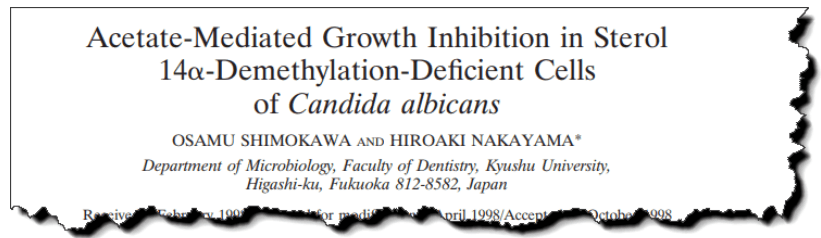 Acetate-mediated growth inhibition in sterol 14α-demethylation-deficient cells of Candida albicans.