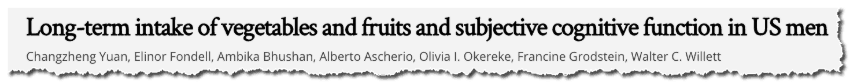 Long-term intake of vegetables and fruits and subjective cognitive function in US men
