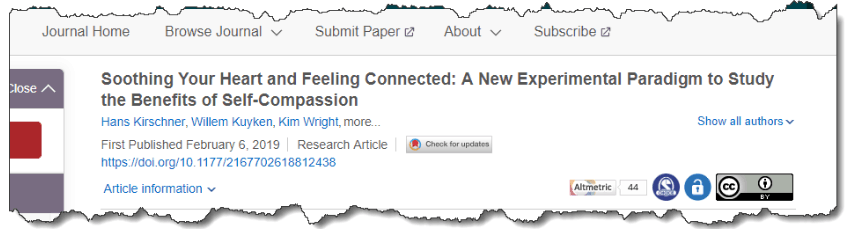 Soothing Your Heart and Feeling Connected: A New Experimental Paradigm to Study the Benefits of Self-Compassion