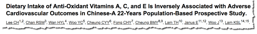 Dietary Intake of Antioxidant Vitamins A, C, and E Is Inversely Associated with Adverse Cardiovascular Outcomes in Chinese—A 22-Years Population-Based Prospective Study