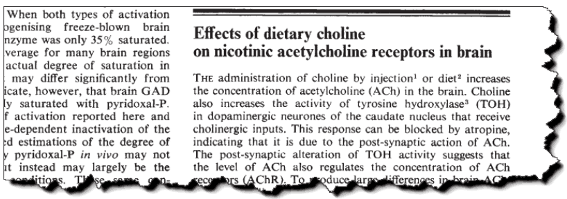 Effects of dietary choline on nicotinic acetylcholine receptors in brain.