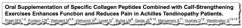 Oral supplementation of specific collagen peptides with calf-strengthening exercises enhances function and reduces pain in Achilles Tendinopathy Patients