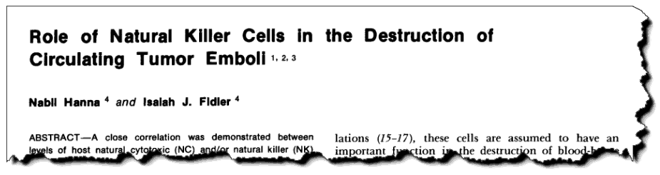 Role of natural killer cells in the destruction of circulating tumor emboli." Journal of the National Cancer Institute 
