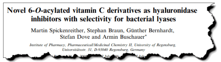 Novel 6-O-acylated vitamin C derivatives as hyaluronidase inhibitors with selectivity for bacterial lyases