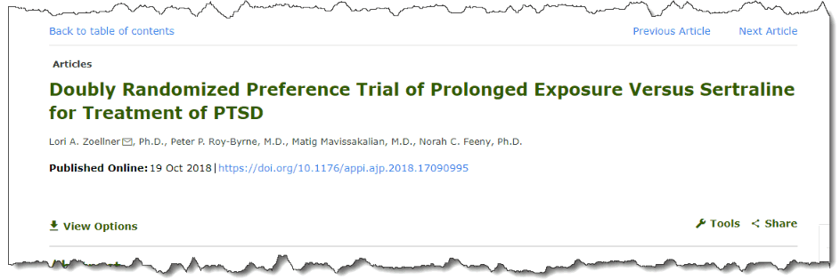 Doubly Randomized Preference Trial of Prolonged Exposure Versus Sertraline for Treatment of PTSD