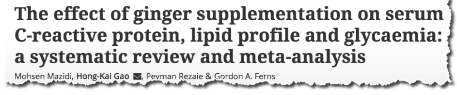 The effect of ginger supplementation on serum C-reactive protein, lipid profile and glycaemia: a systematic review and meta-analysis