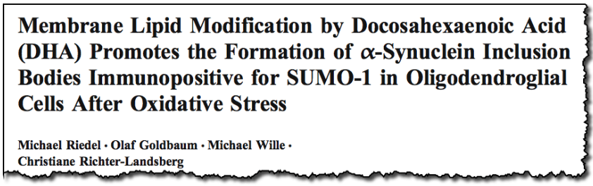 Membrane Lipid Modification by Docosahexaenoic Acid (DHA) Promotes the Formation of α-Synuclein Inclusion Bodies Immunopositive for SUMO-1 in Oligodendroglial Cells After Oxidative Stress