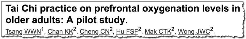 Tai Chi practice on prefrontal oxygenation levels in older adults: A pilot study