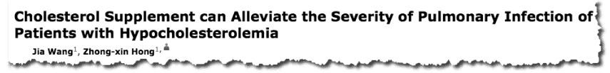 Cholesterol Supplement can Alleviate the Severity of Pulmonary Infection of Patients with Hypocholesterolemia