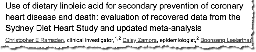 Use of dietary linoleic acid for secondary prevention of coronary heart disease and death: evaluation of recovered data from the Sydney Diet Heart Study and updated meta-analysis