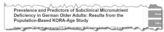 Prevalence and Predictors of Subclinical Micronutrient Deficiency in German Older Adults: Results from the Population-based KORA-Age Study