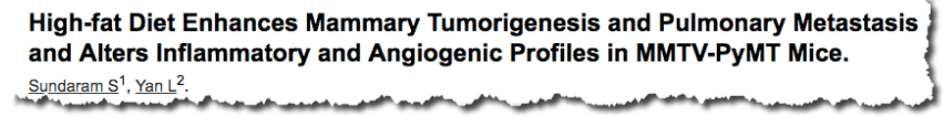 High-fat Diet Enhances Mammary Tumorigenesis and Pulmonary Metastasis and Alters Inflammatory and Angiogenic Profiles in MMTV-PyMT Mice